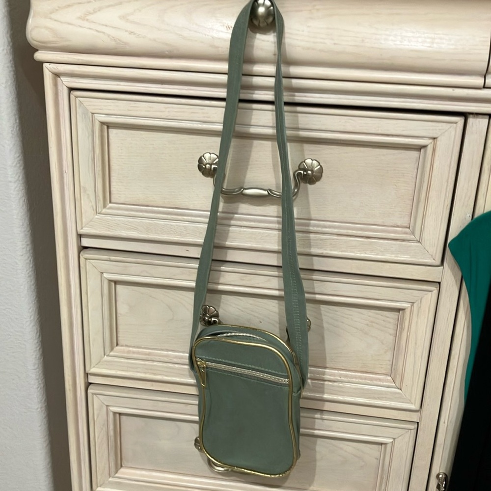 High Hope International Green & Gold Small Cloth Shoulder Bag or Crossbody